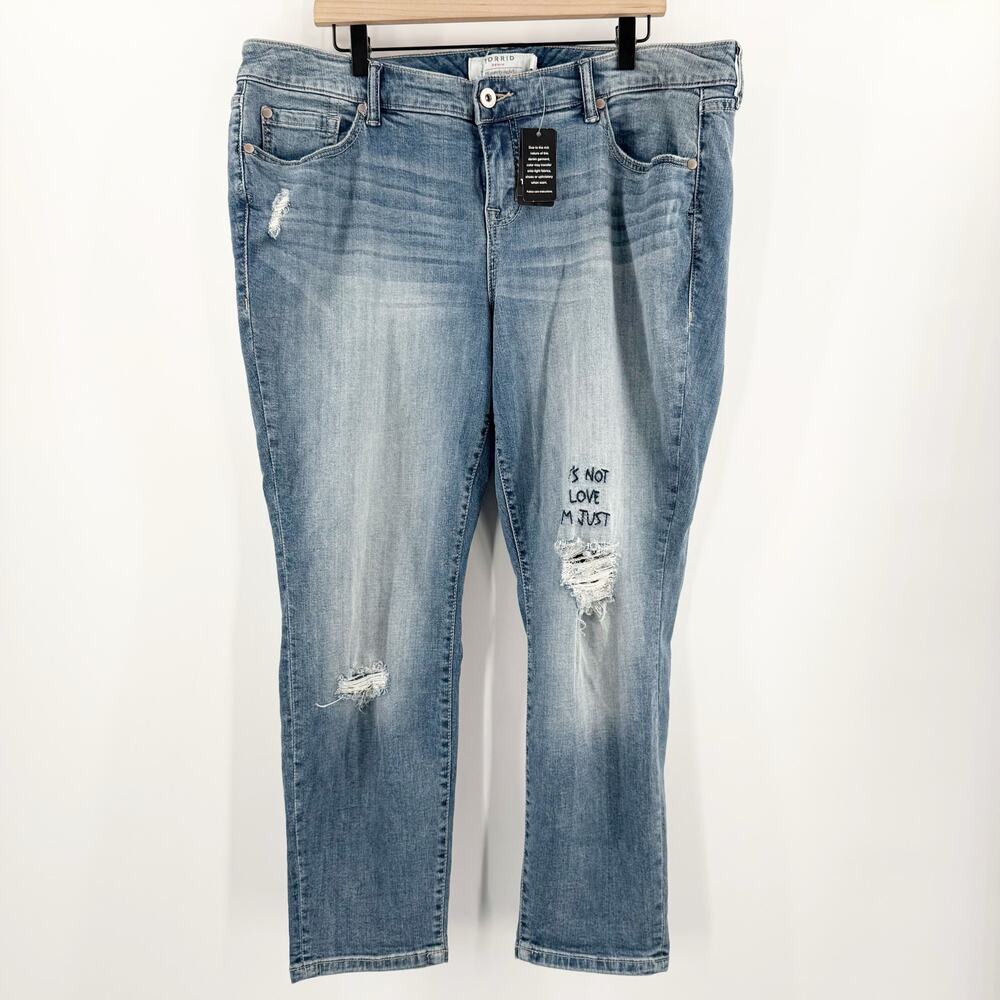 TORRID Crop Jeans Size 18 NWT Plus Skinny Davenport ‘It’s Not Love, I’m Just..’ - Picture 2 of 16